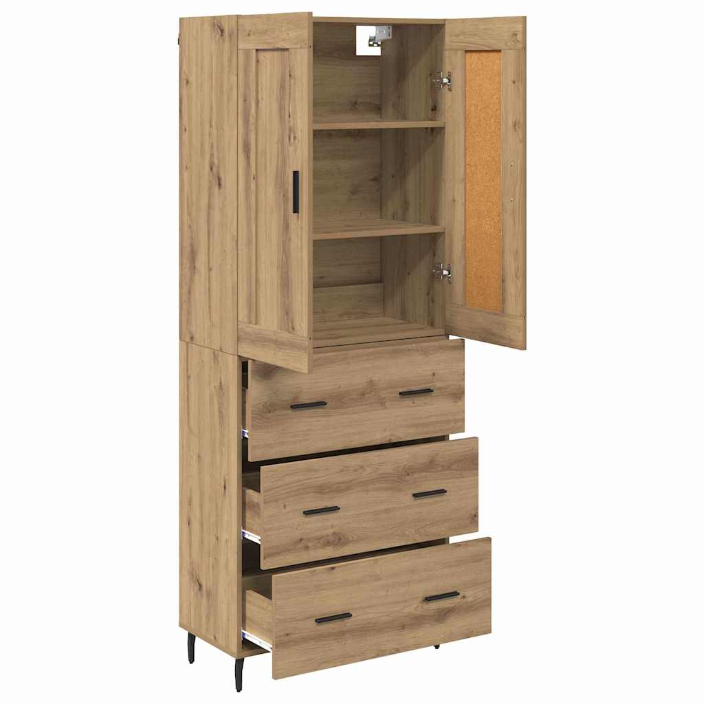 Vysoký Bufet 2 Ks Artisanový Dub 69,5 X 34 X 180 Cm