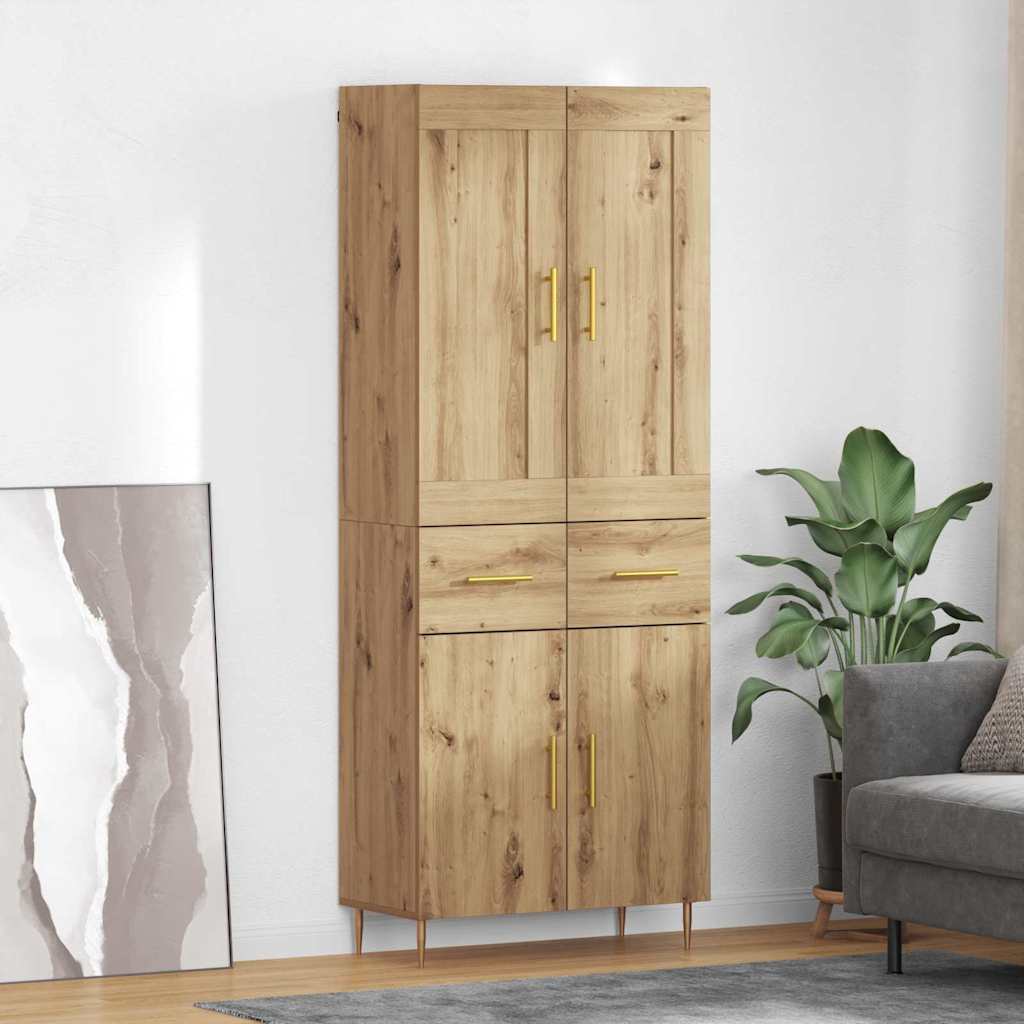 Vysoký Bufet Artisanový Dub 69,5 X 34 X 180 Cm Kompozitní Dřevo