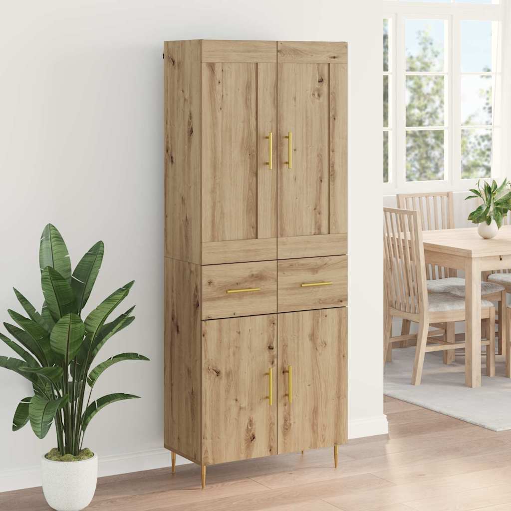 Vysoký Bufet Artisanový Dub 69,5 X 34 X 180 Cm Kompozitní Dřevo