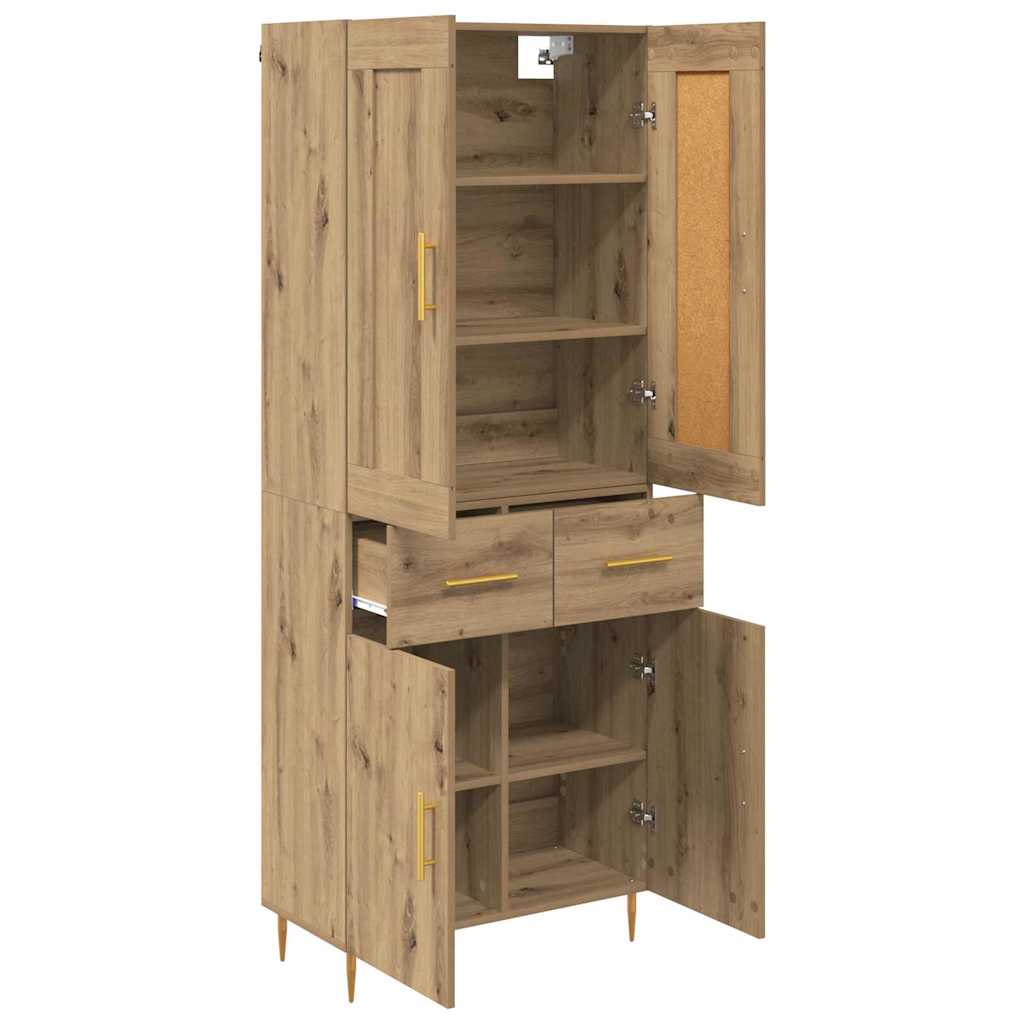 Vysoký Bufet Artisanový Dub 69,5 X 34 X 180 Cm Kompozitní Dřevo