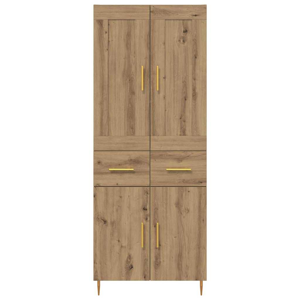 Vysoký Bufet Artisanový Dub 69,5 X 34 X 180 Cm Kompozitní Dřevo