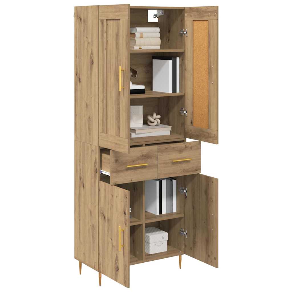 Vysoký Bufet Artisanový Dub 69,5 X 34 X 180 Cm Kompozitní Dřevo
