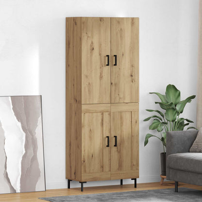 Vysoký Bufet Artisanový Dub 69,5 X 34 X 180 Cm Kompozitní Dřevo