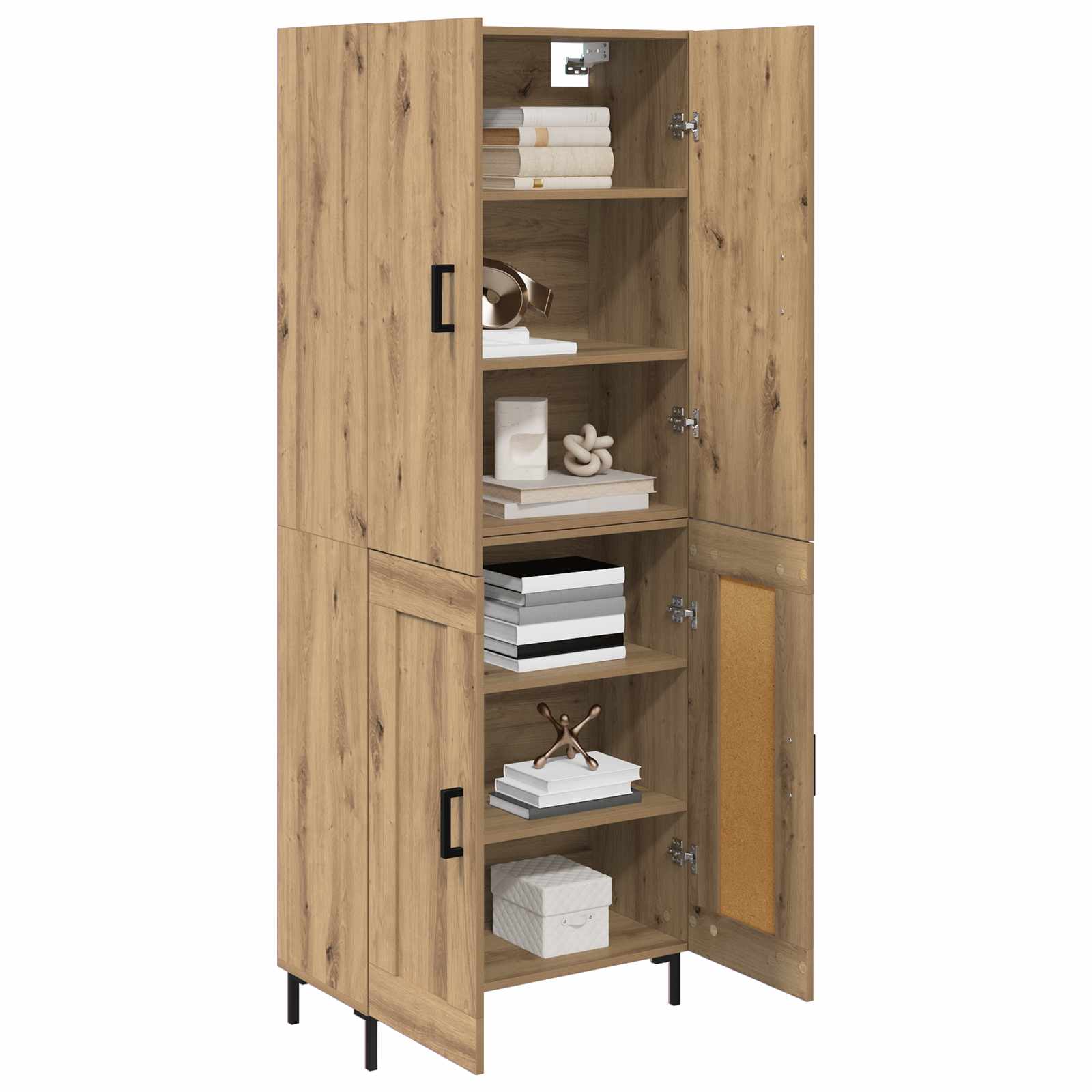 Vysoký Bufet Artisanový Dub 69,5 X 34 X 180 Cm Kompozitní Dřevo