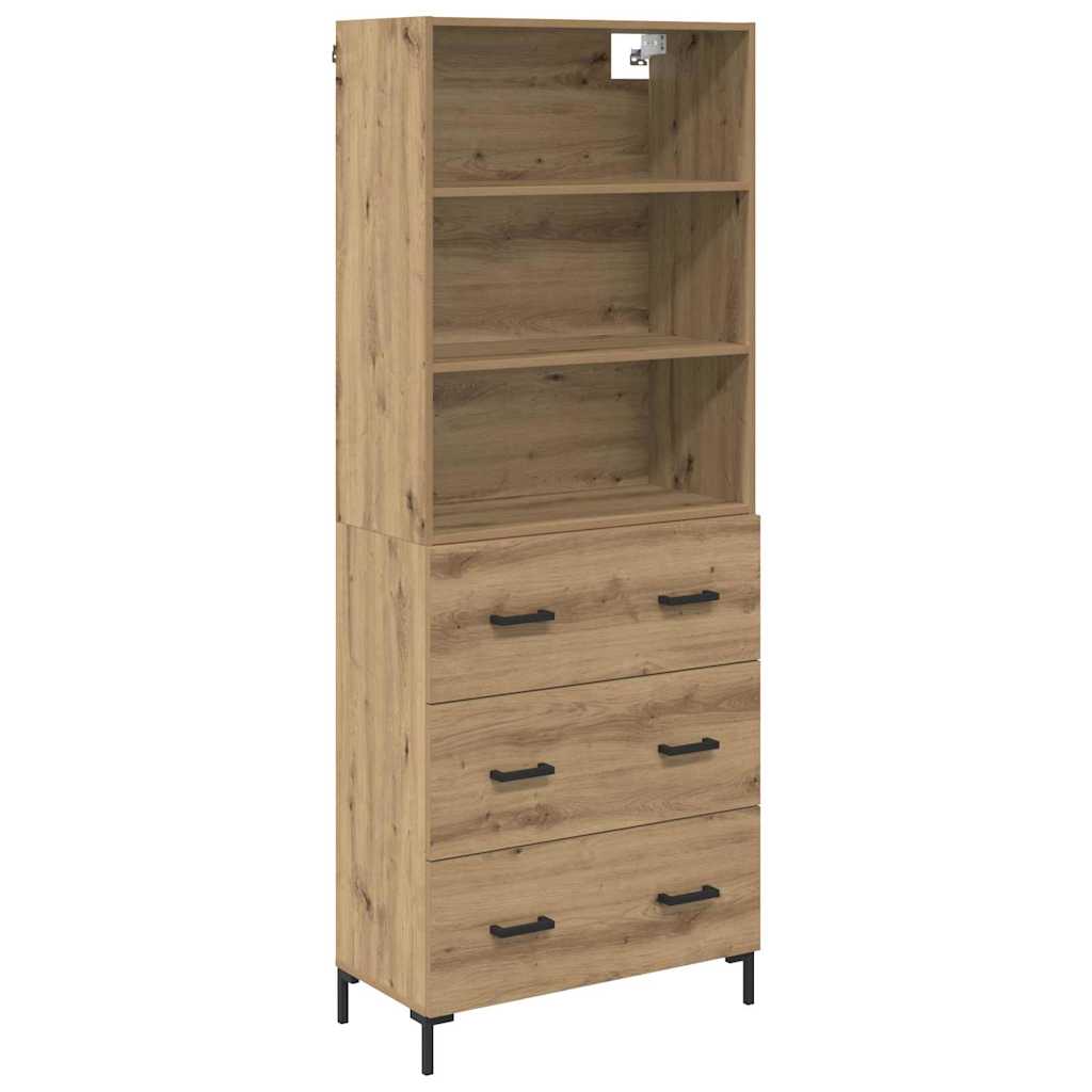 Vysoký Bufet Artisanový Dub 69,5 X 34 X 180 Cm Kompozitní Dřevo