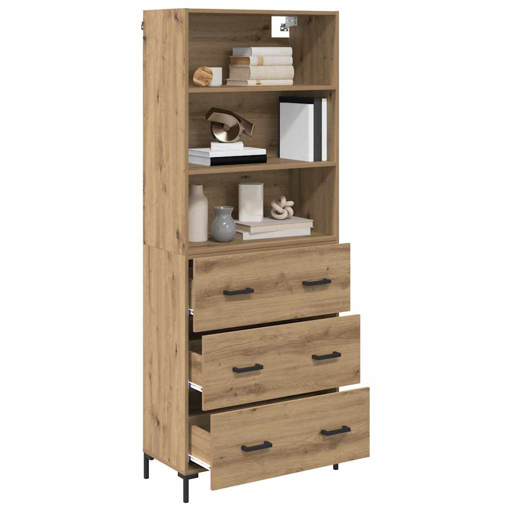 Vysoký Bufet Artisanový Dub 69,5 X 34 X 180 Cm Kompozitní Dřevo