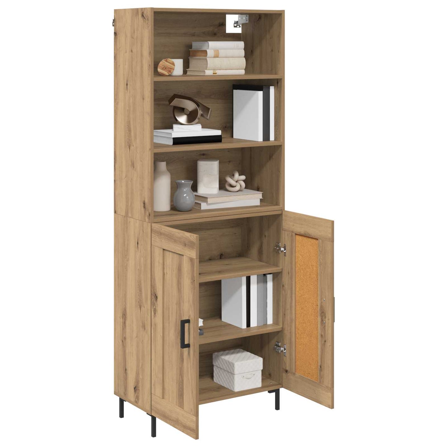Vysoký Bufet Artisanový Dub 69,5 X 34 X 180 Cm Kompozitní Dřevo