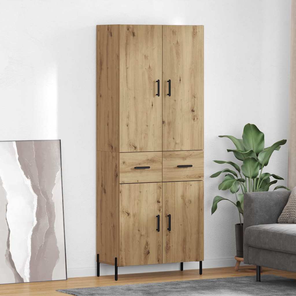 Vysoký Bufet Artisanový Dub 69,5 X 34 X 180 Cm Kompozitní Dřevo