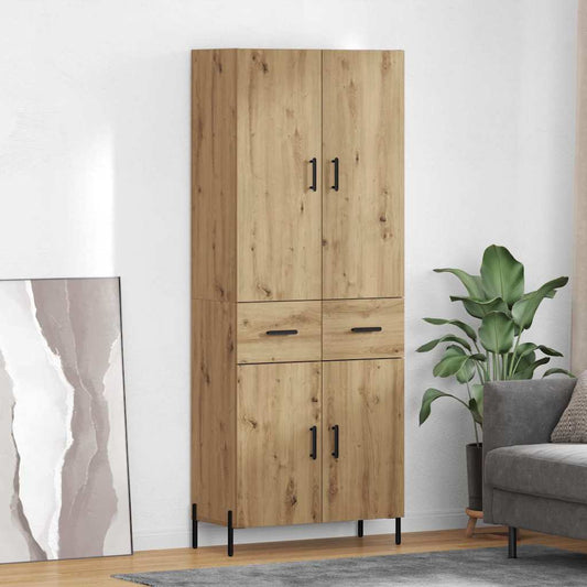 Vysoký Bufet Artisanový Dub 69,5 X 34 X 180 Cm Kompozitní Dřevo