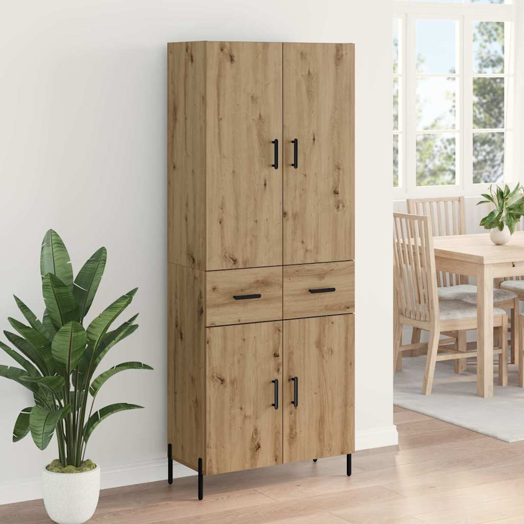 Vysoký Bufet Artisanový Dub 69,5 X 34 X 180 Cm Kompozitní Dřevo