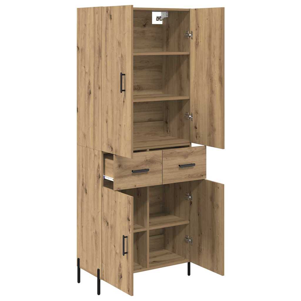 Vysoký Bufet Artisanový Dub 69,5 X 34 X 180 Cm Kompozitní Dřevo