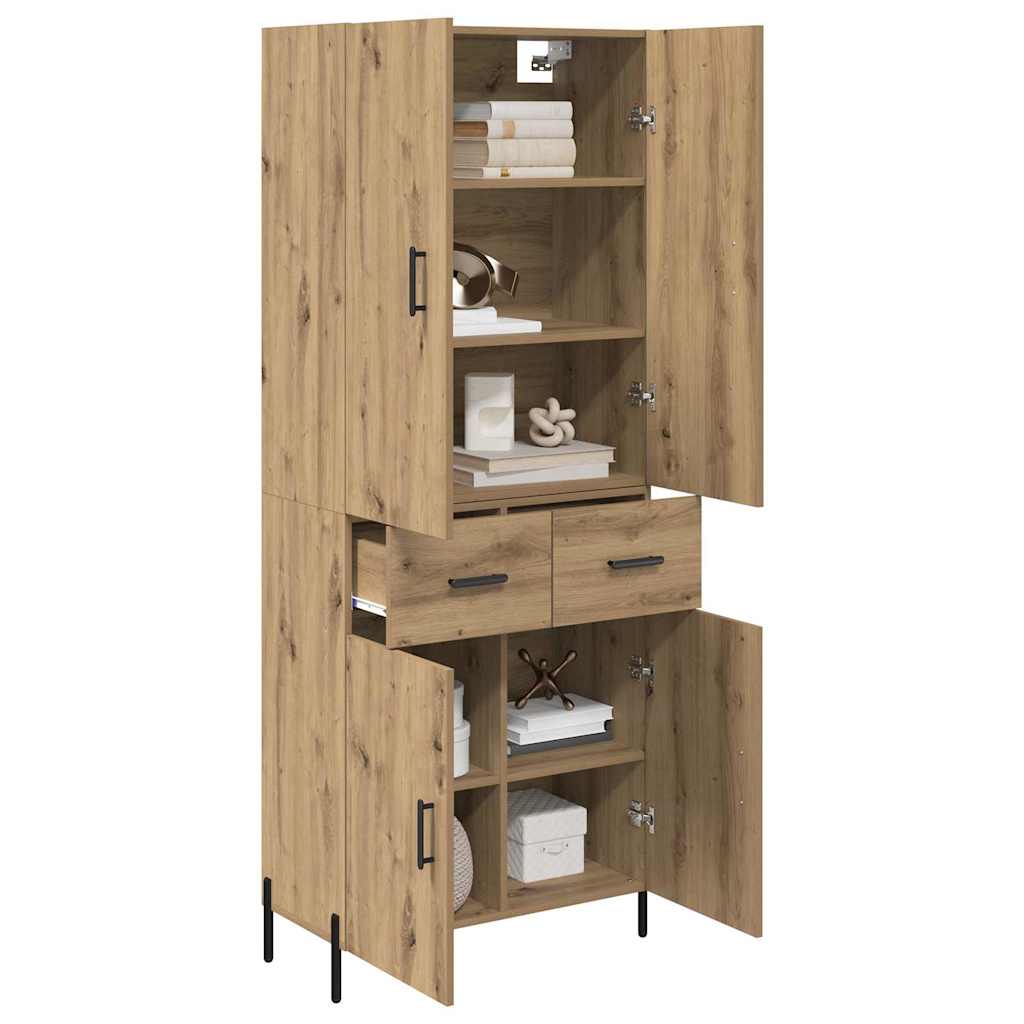 Vysoký Bufet Artisanový Dub 69,5 X 34 X 180 Cm Kompozitní Dřevo