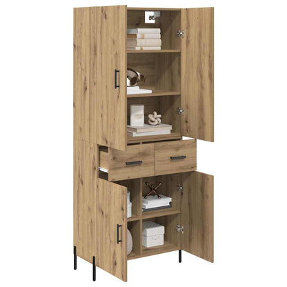 Vysoký Bufet Artisanový Dub 69,5 X 34 X 180 Cm Kompozitní Dřevo
