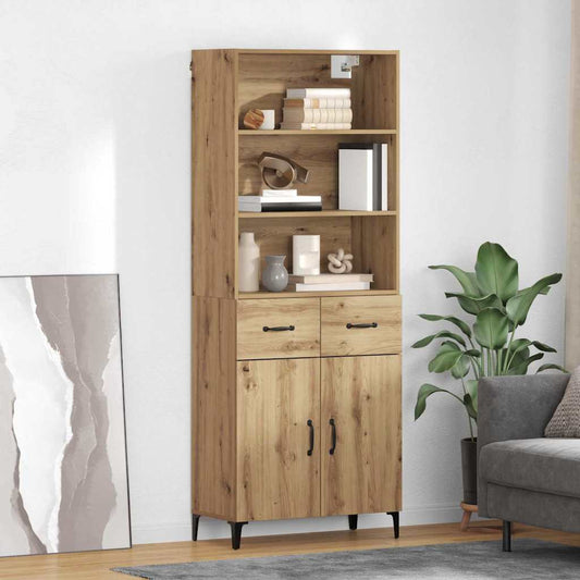 Vysoký Bufet Artisanový Dub 69,5 X 34 X 180 Cm Kompozitní Dřevo