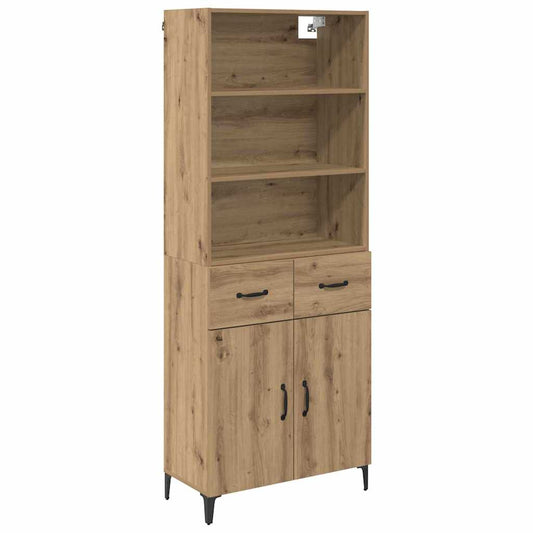 Vysoký Bufet Artisanový Dub 69,5 X 34 X 180 Cm Kompozitní Dřevo
