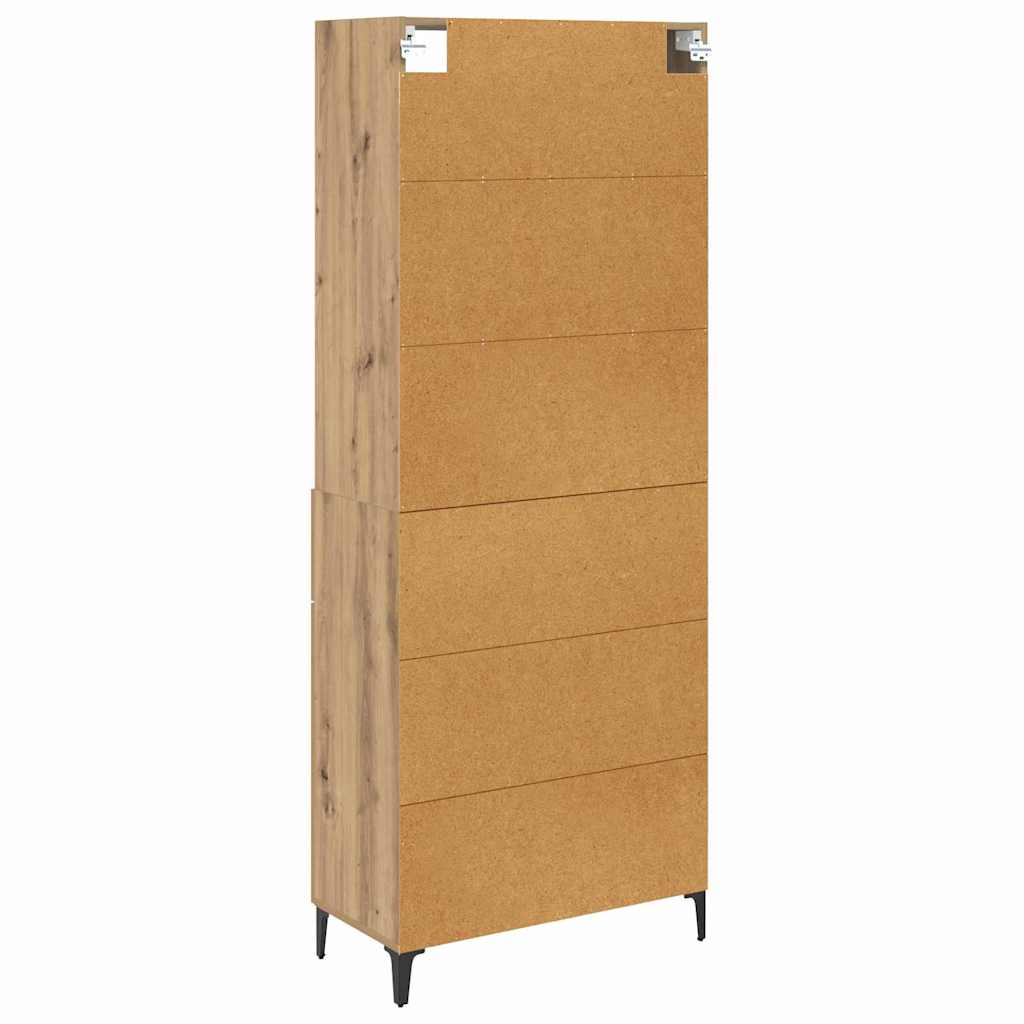 Vysoký Bufet Artisanový Dub 69,5 X 34 X 180 Cm Kompozitní Dřevo