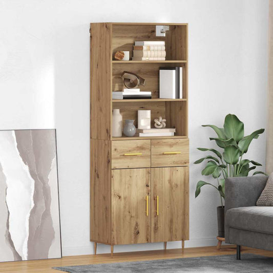 Vysoký Bufet Artisanový Dub 69,5 X 34 X 180 Cm Kompozitní Dřevo