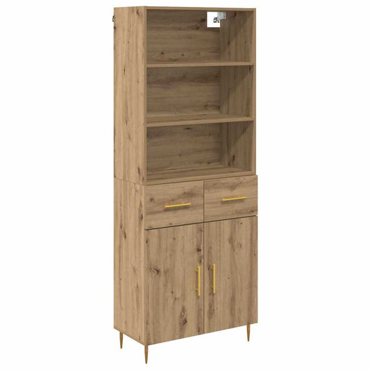 Vysoký Bufet Artisanový Dub 69,5 X 34 X 180 Cm Kompozitní Dřevo