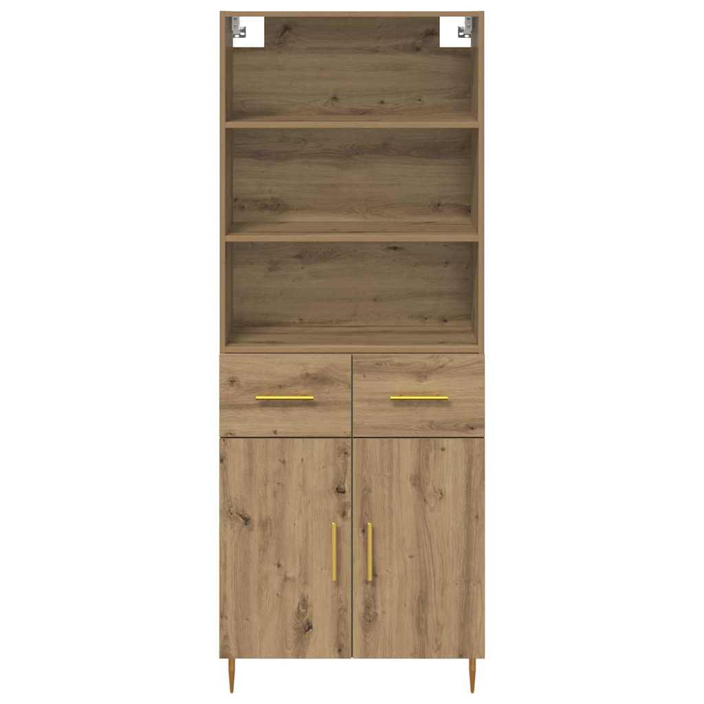 Vysoký Bufet Artisanový Dub 69,5 X 34 X 180 Cm Kompozitní Dřevo
