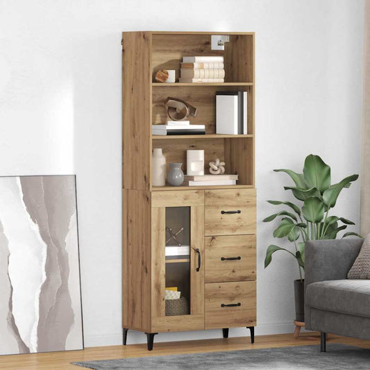 Vysoký Bufet Artisanový Dub 69,5 X 34 X 180 Cm Kompozitní Dřevo