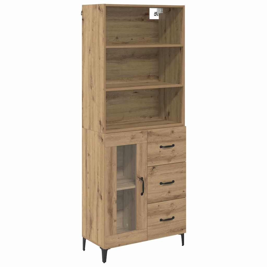 Vysoký Bufet Artisanový Dub 69,5 X 34 X 180 Cm Kompozitní Dřevo