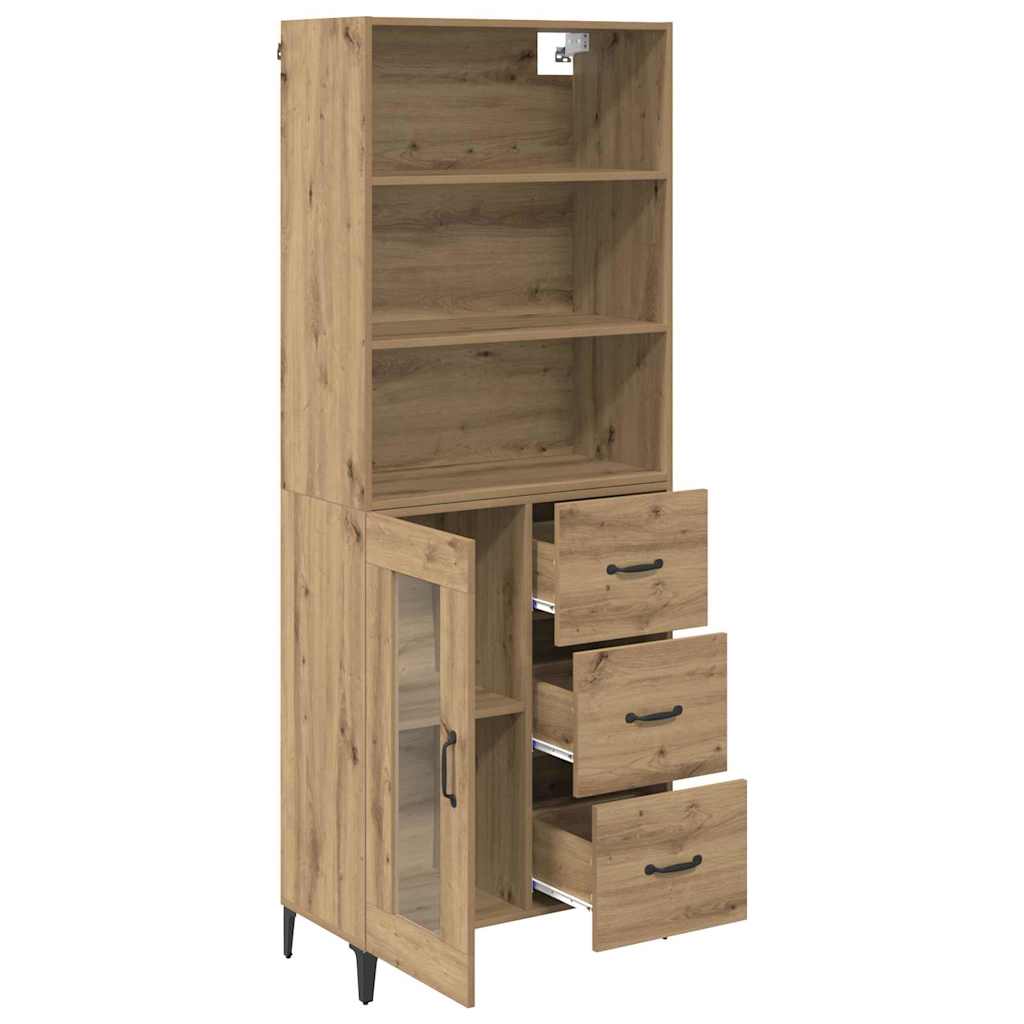 Vysoký Bufet Artisanový Dub 69,5 X 34 X 180 Cm Kompozitní Dřevo
