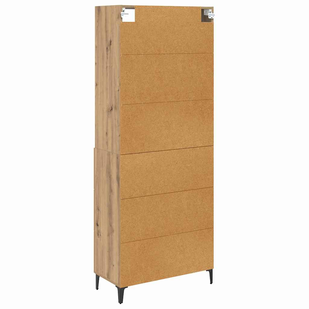 Vysoký Bufet Artisanový Dub 69,5 X 34 X 180 Cm Kompozitní Dřevo