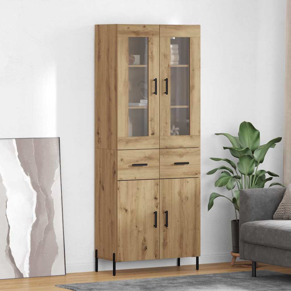 Vysoký Bufet Artisanový Dub 69,5 X 34 X 180 Cm Kompozitní Dřevo