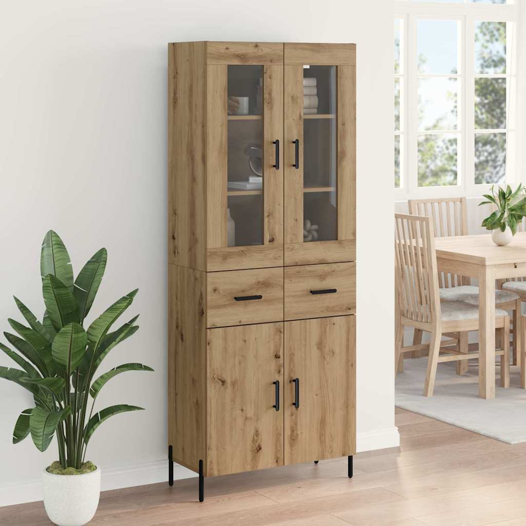 Vysoký Bufet Artisanový Dub 69,5 X 34 X 180 Cm Kompozitní Dřevo