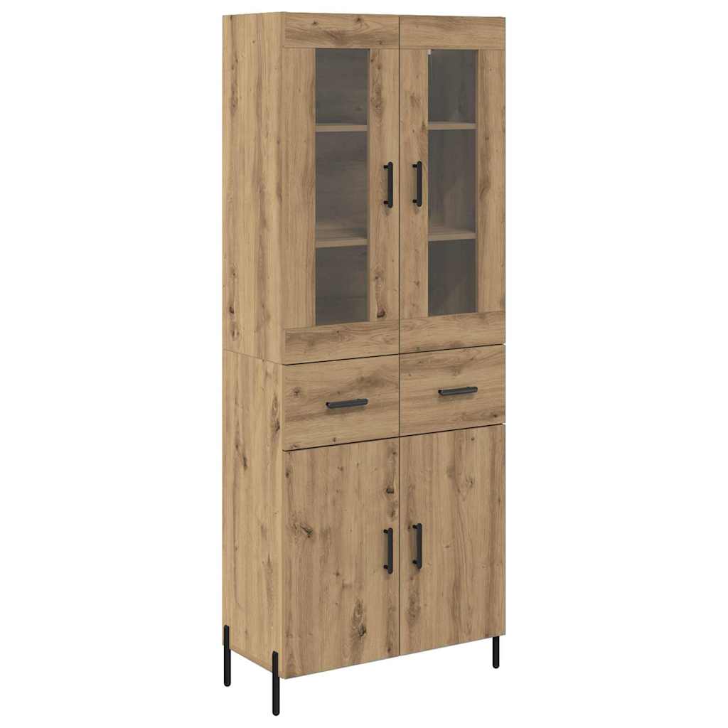 Vysoký Bufet Artisanový Dub 69,5 X 34 X 180 Cm Kompozitní Dřevo