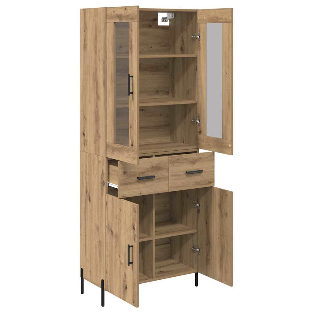 Vysoký Bufet Artisanový Dub 69,5 X 34 X 180 Cm Kompozitní Dřevo