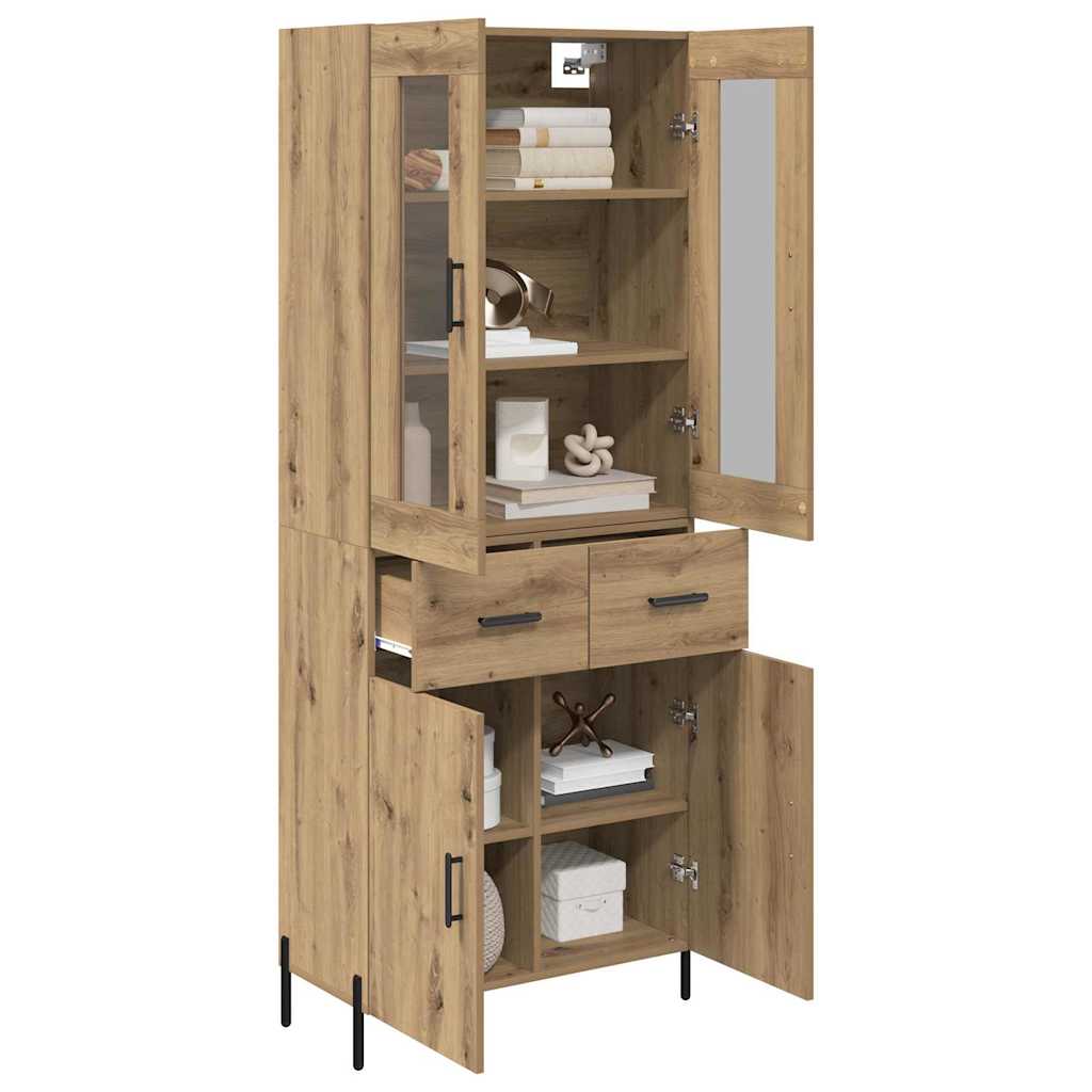 Vysoký Bufet Artisanový Dub 69,5 X 34 X 180 Cm Kompozitní Dřevo