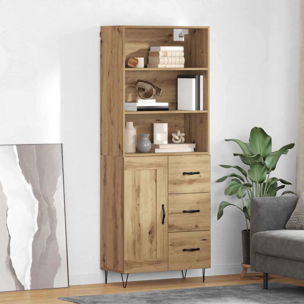 Vysoký Bufet 2 Ks Artisanový Dub 69,5 X 34 X 180 Cm