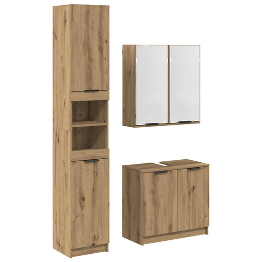 Sada Koupelnových Skříněk 3 Ks Artisanový Dub