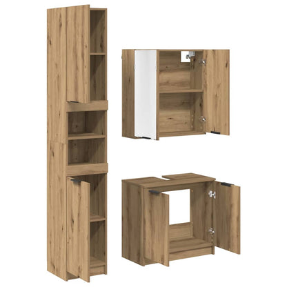 Sada Koupelnových Skříněk 3 Ks Artisanový Dub