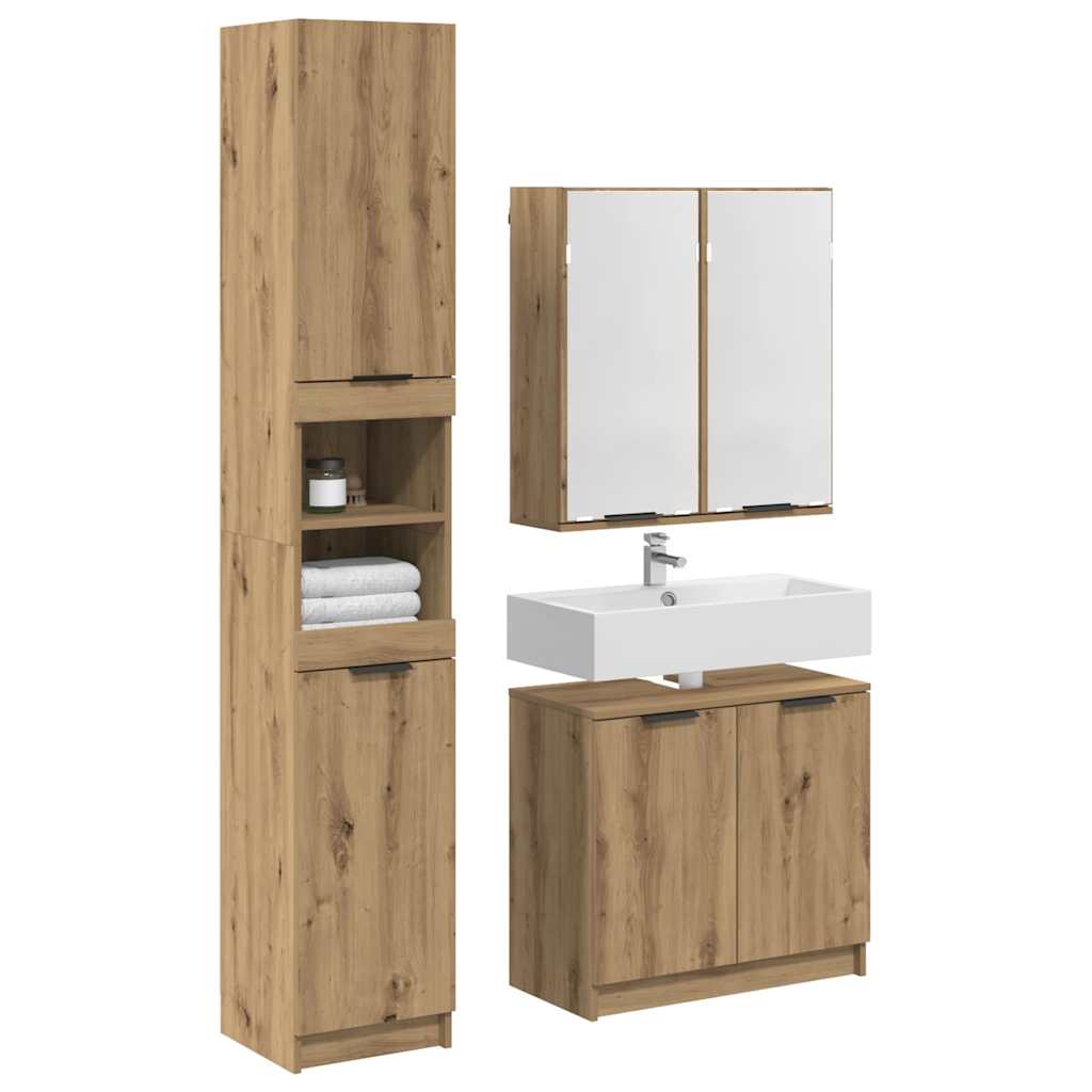Sada Koupelnových Skříněk 3 Ks Artisanový Dub