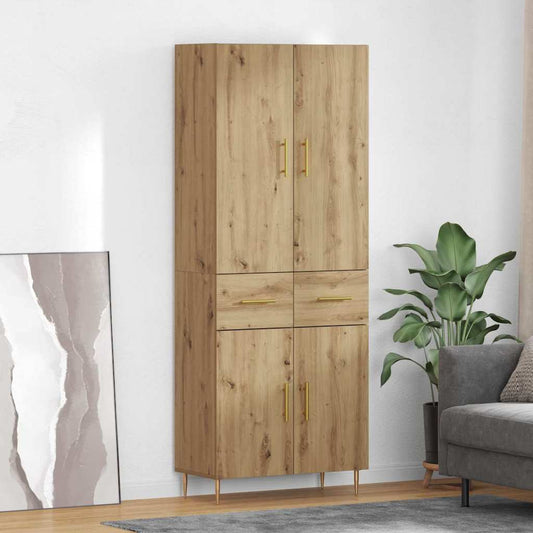 Vysoký Bufet Artisanový Dub 69,5 X 34 X 180 Cm Kompozitní Dřevo