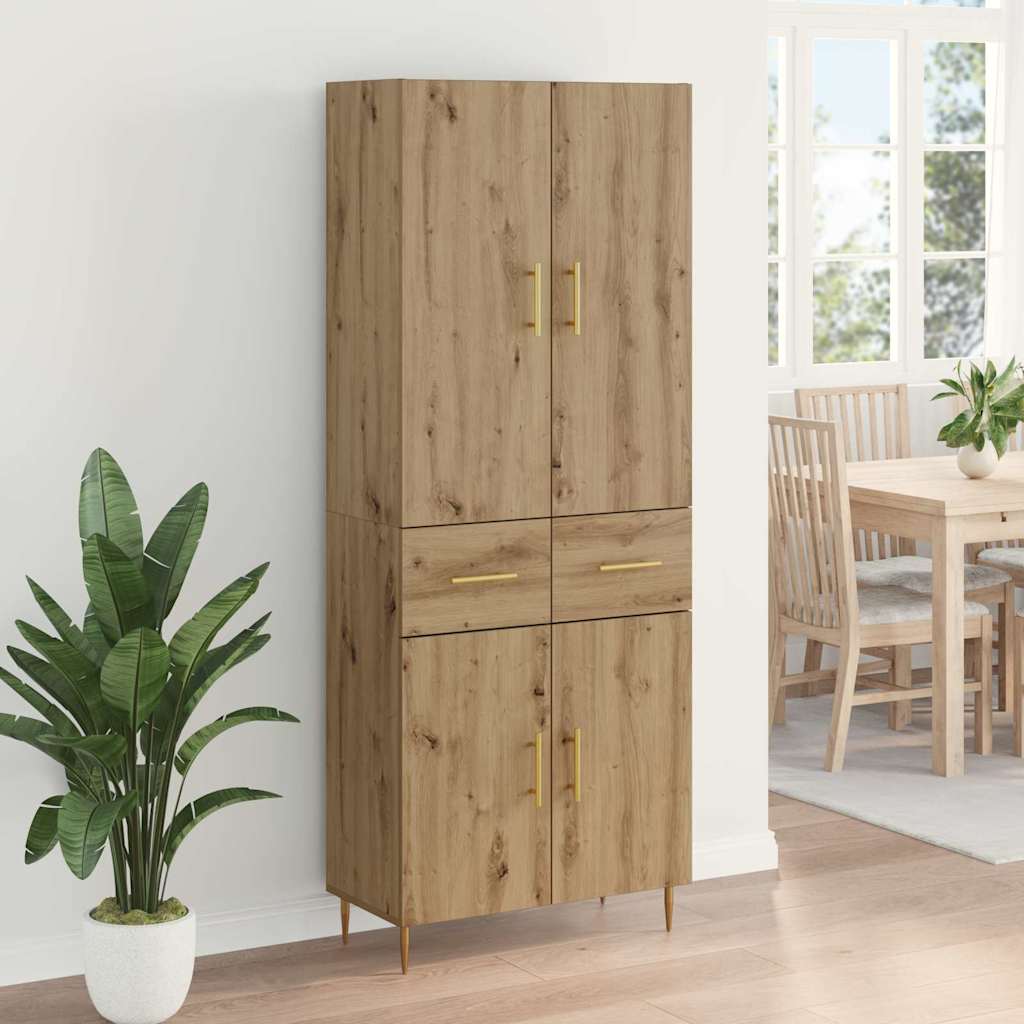 Vysoký Bufet Artisanový Dub 69,5 X 34 X 180 Cm Kompozitní Dřevo