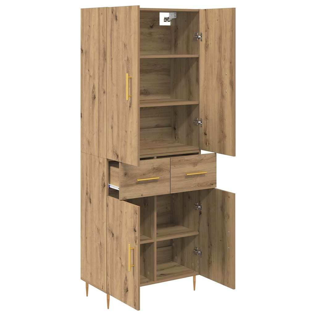 Vysoký Bufet Artisanový Dub 69,5 X 34 X 180 Cm Kompozitní Dřevo