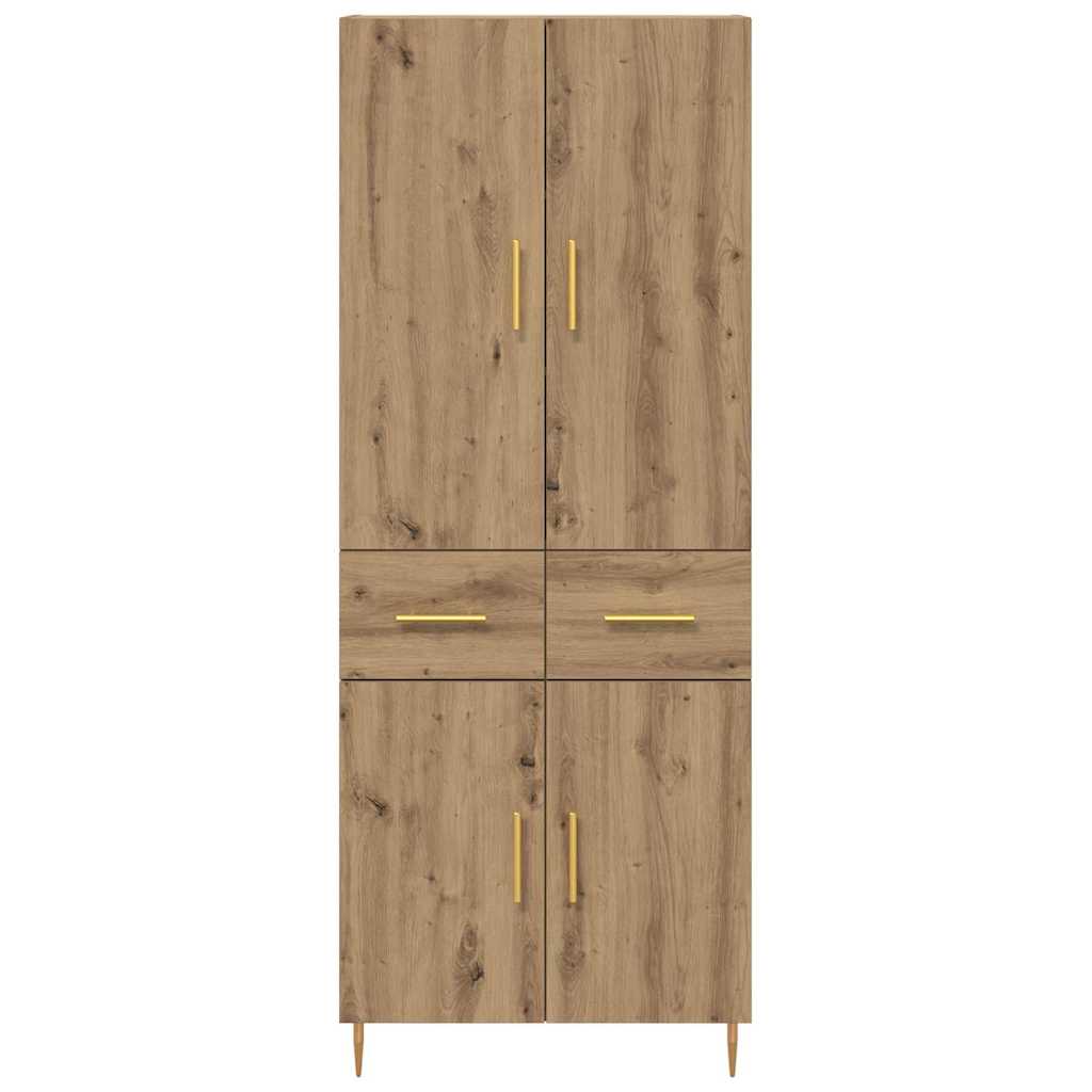Vysoký Bufet Artisanový Dub 69,5 X 34 X 180 Cm Kompozitní Dřevo