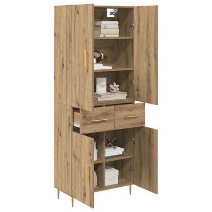 Vysoký Bufet Artisanový Dub 69,5 X 34 X 180 Cm Kompozitní Dřevo