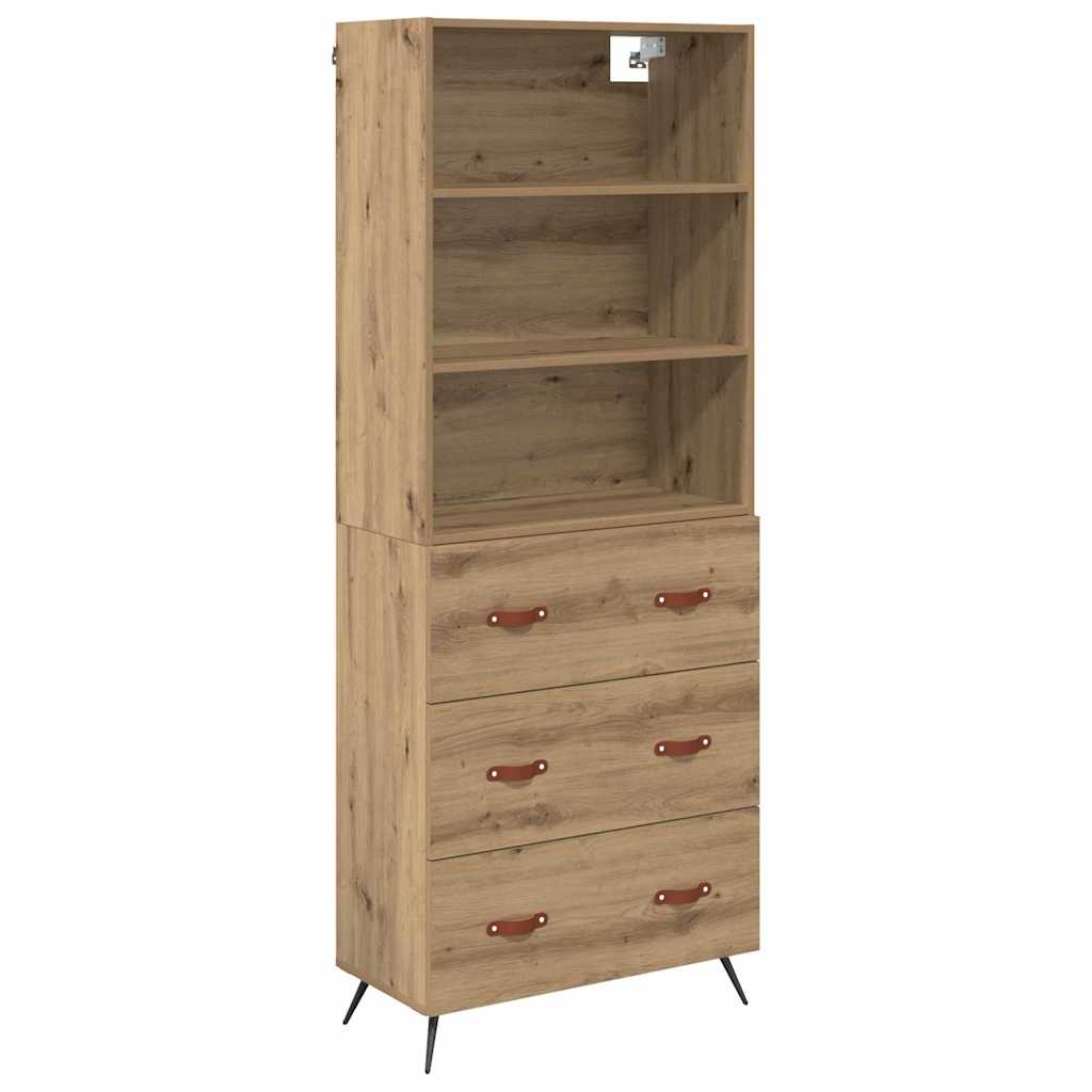 Vysoký Bufet Artisanový Dub 69,5 X 34 X 180 Cm Kompozitní Dřevo