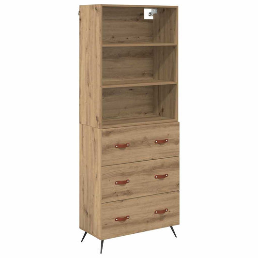 Vysoký Bufet Artisanový Dub 69,5 X 34 X 180 Cm Kompozitní Dřevo