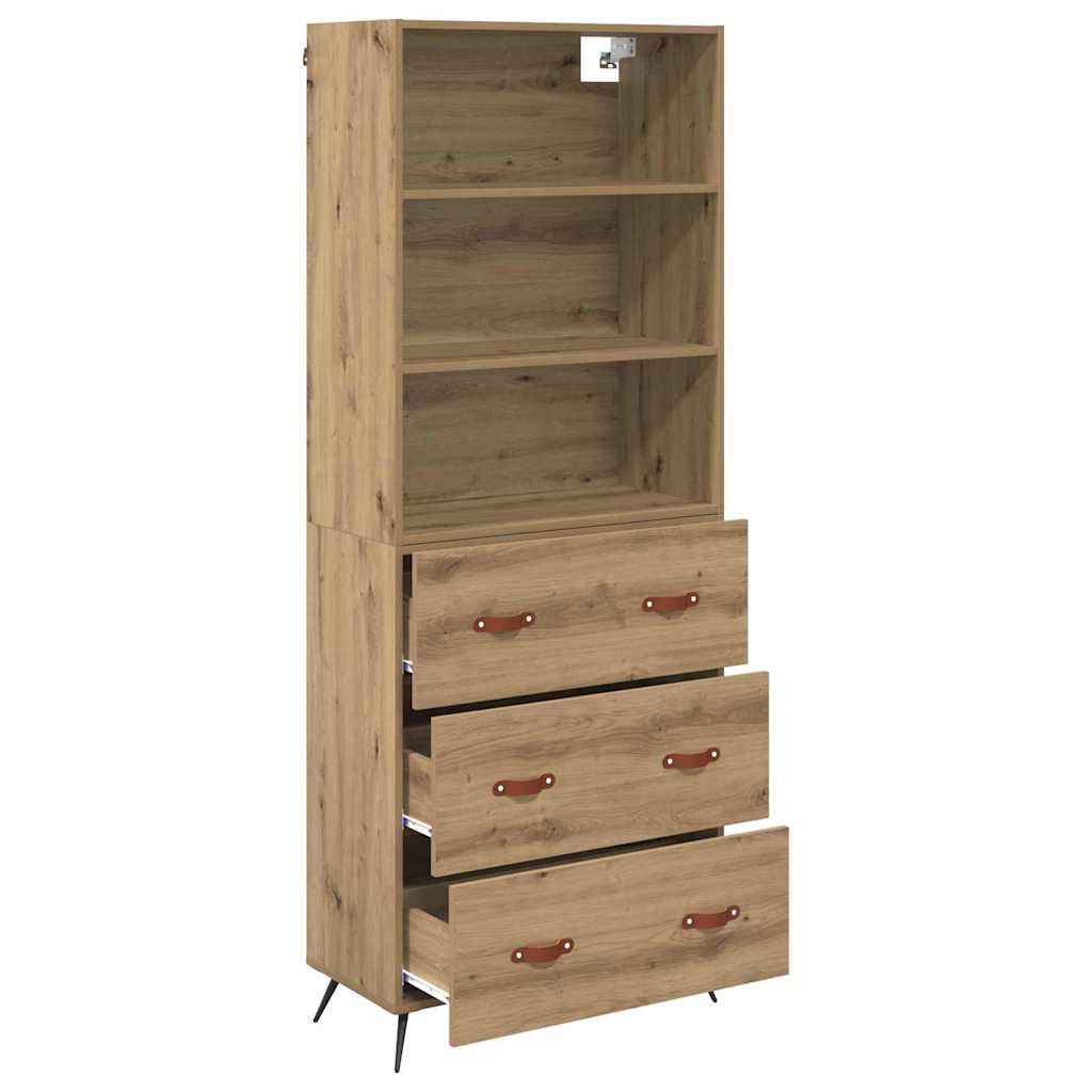 Vysoký Bufet Artisanový Dub 69,5 X 34 X 180 Cm Kompozitní Dřevo
