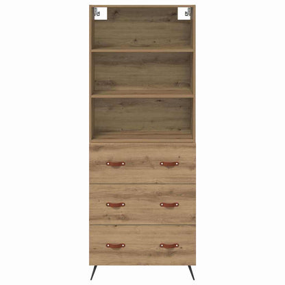 Vysoký Bufet Artisanový Dub 69,5 X 34 X 180 Cm Kompozitní Dřevo