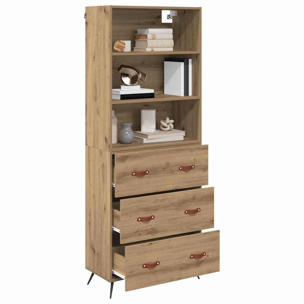 Vysoký Bufet Artisanový Dub 69,5 X 34 X 180 Cm Kompozitní Dřevo