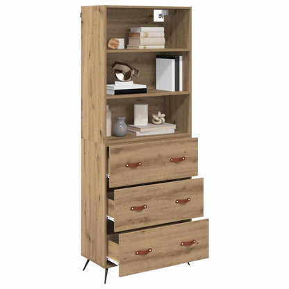 Vysoký Bufet Artisanový Dub 69,5 X 34 X 180 Cm Kompozitní Dřevo
