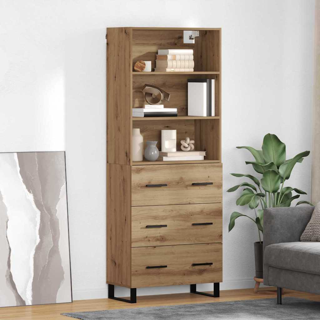 Vysoký Bufet 2 Ks Artisanový Dub 69,5 X 34 X 180 Cm