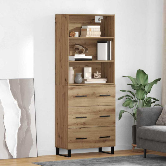 Vysoký Bufet 2 Ks Artisanový Dub 69,5 X 34 X 180 Cm