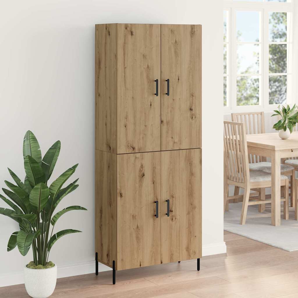 Vysoký Bufet Artisanový Dub 69,5 X 34 X 180 Cm Kompozitní Dřevo